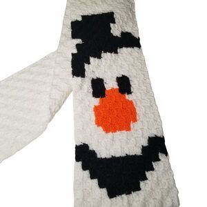 Handmade Crochet Snowman Scarf Christmas Winter Holiday